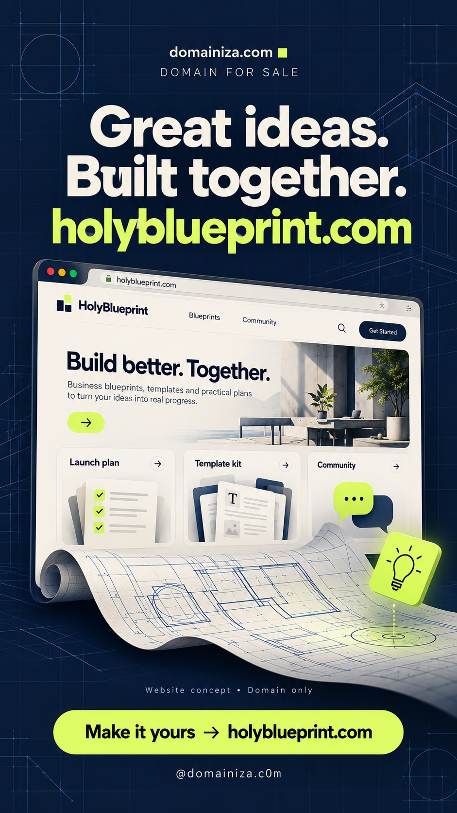 Holyblueprint.com Domainiza concept